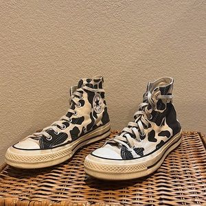 Custom Chuck 70 Vintage Canvas Rawr. Cow Print High Top Converse Women's US 8.5